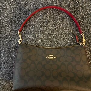 Coach Signature Shoulder Bag in Brown and Red